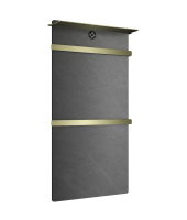 Полотенцесушитель электрический с каменной плитой Серый мрамор WONZON & WOGHAND STUTTGART, Брашированное золото (WW-A504G-BG) - Gidratop.ru изображение