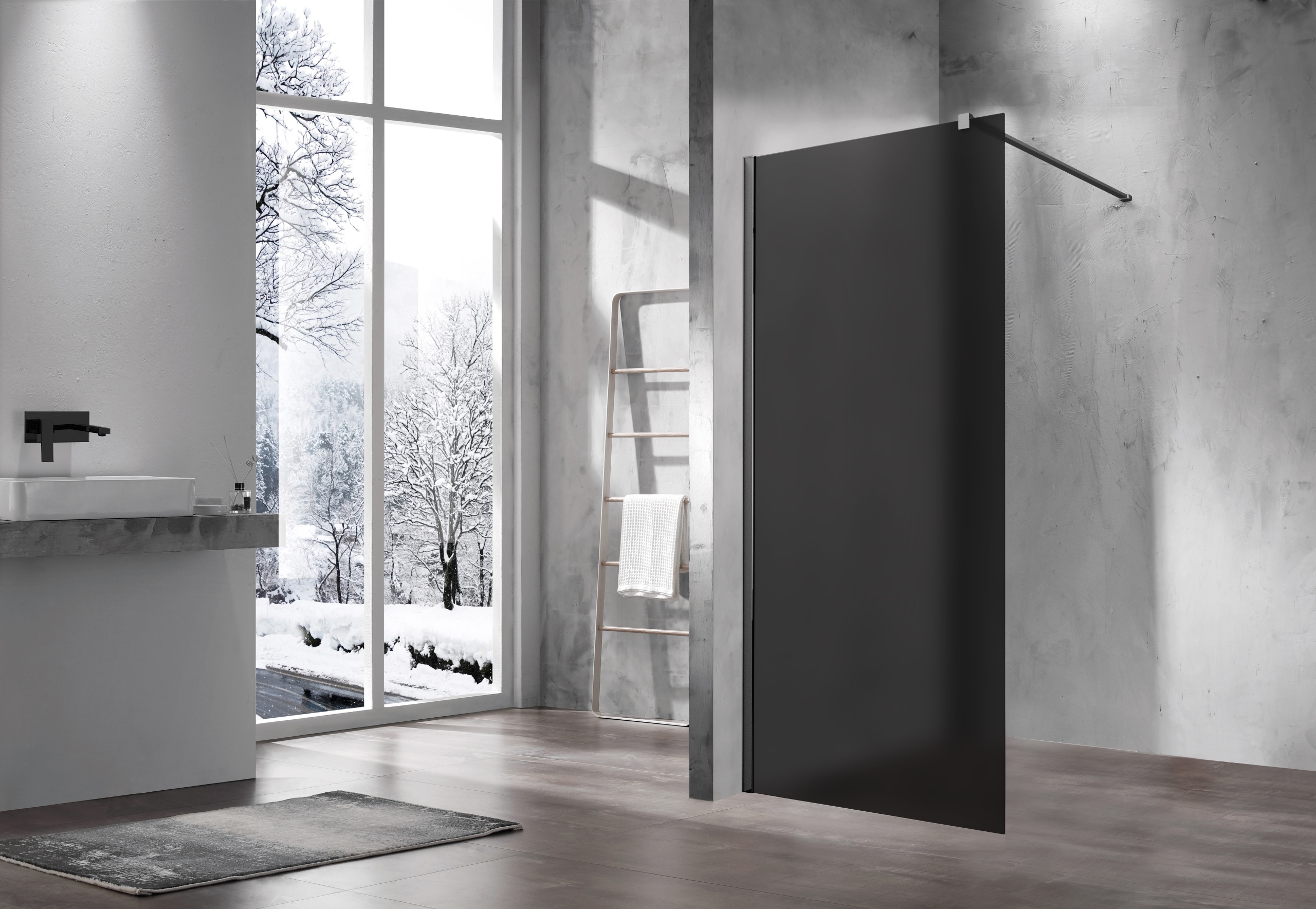 Душевая перегородка Walk-In VSW-1H900GFGM, 900*2000, вороненая сталь, стекло матовое тонированное - Gidratop.ru изображение
