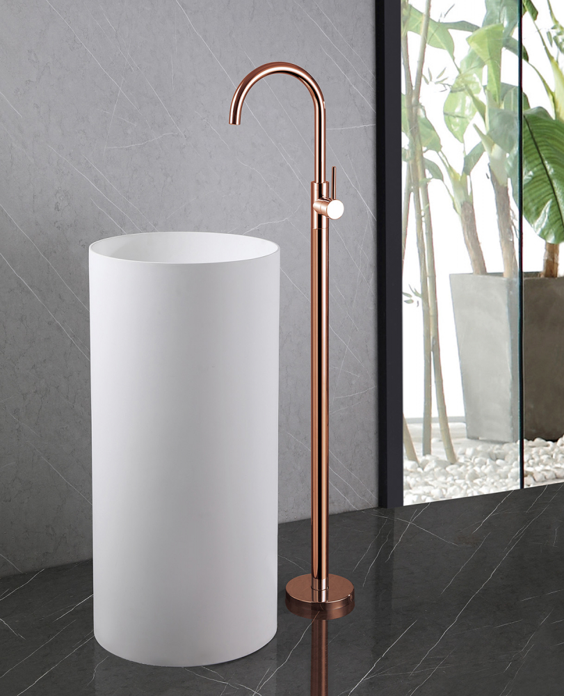 Смеситель ABBER Wasser Kreis AF8141RG напольный для раковины, розовое золото - Gidratop.ru изображение