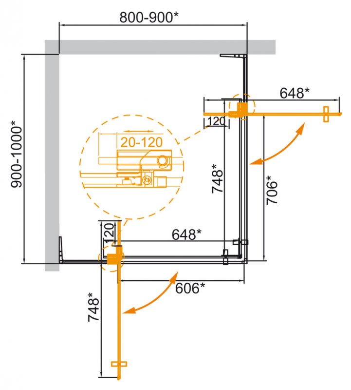 Душевой уголок CEZARES SLIDER-AH-2-80/90-90/100-BR-NERO - Gidratop.ru изображение