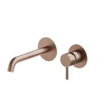 Newform X-STEEL 316 Смеситель для раковины настенный, без донного клапана, излив 180 мм, наружная часть, (для 27852) цвет: PVD Brushed copper bronze - Gidratop.ru изображение