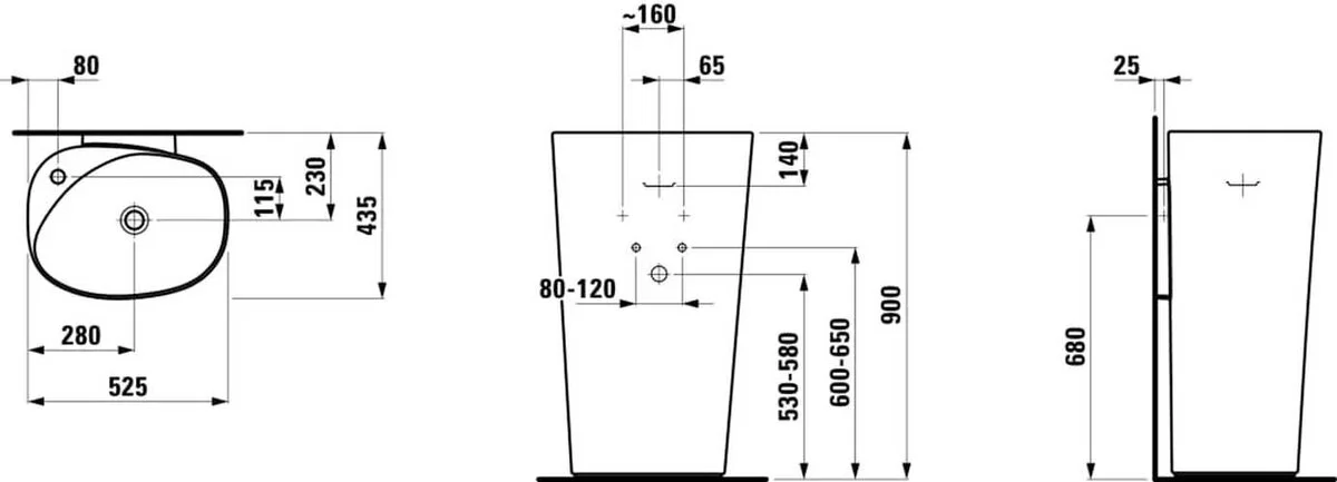 Раковина Laufen Palomba 8.1180.4.000.104.1 52.5 х 90 см, напольная, белый - Gidratop.ru изображение