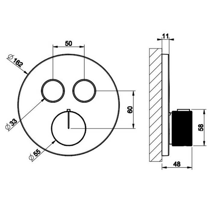 GESSI HI-FI COMFORT смеситель настенный встраиваемый, термостатический, с 2 запорными кнопками, цвет Black Metal PVD - Gidratop.ru изображение