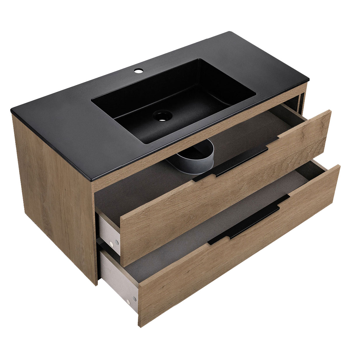 База под раковину Chiara 2D 1000 подвесная, 2 выкатных ящика soft-close, N.Oak - Gidratop.ru изображение
