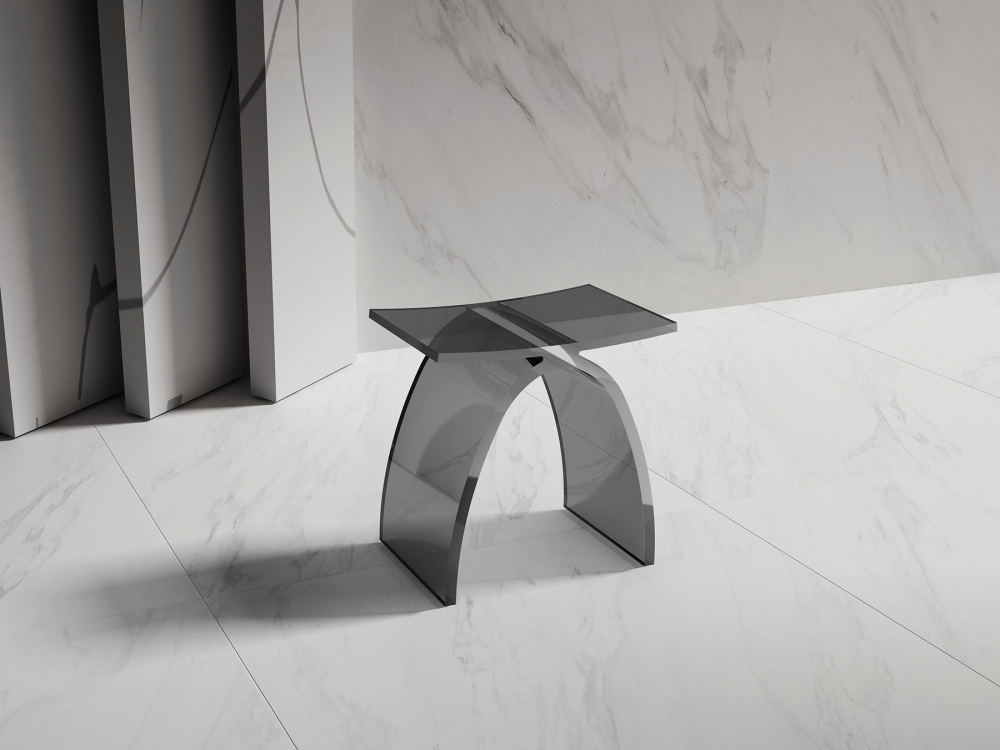 Стульчик для ванной прозрачный ABBER Kristall AT1739Onyx черный - Gidratop.ru изображение