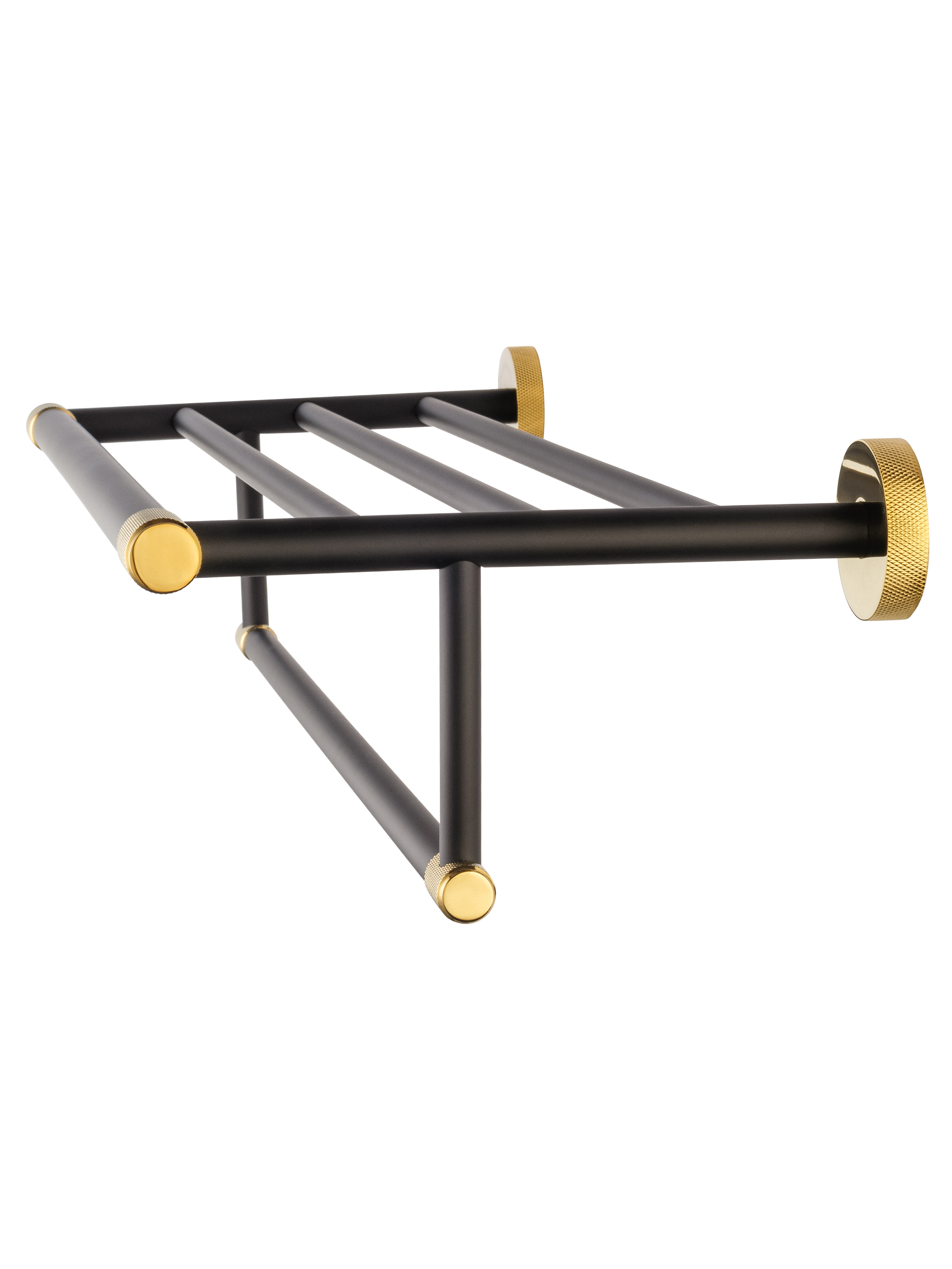 Полотенцедержатель с полкой WONZON & WOGHAND MAJESTIC, Черный/Золото (WW-9281) - Gidratop.ru изображение