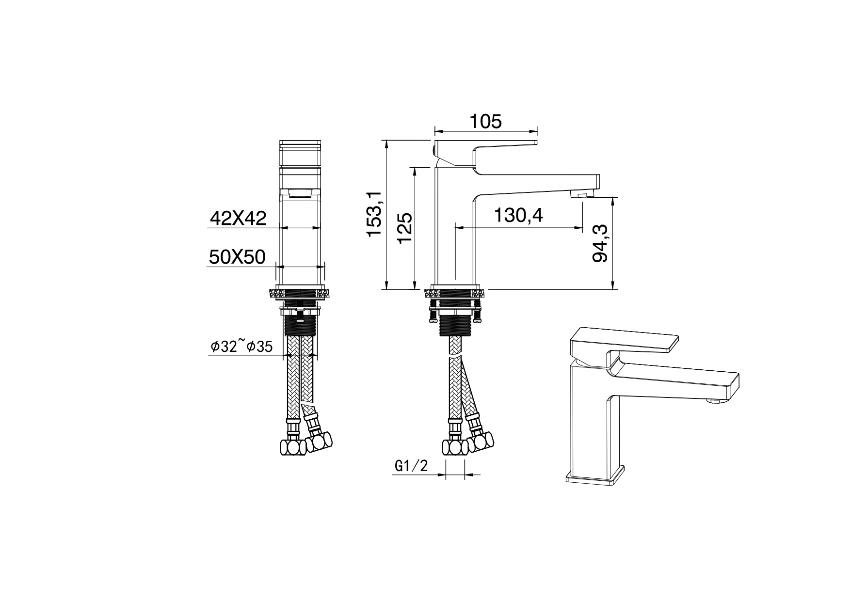 Смеситель для раковины WONZON & WOGHAND CUBE 2.0, Хром (WW-88018068-CR) - Gidratop.ru изображение