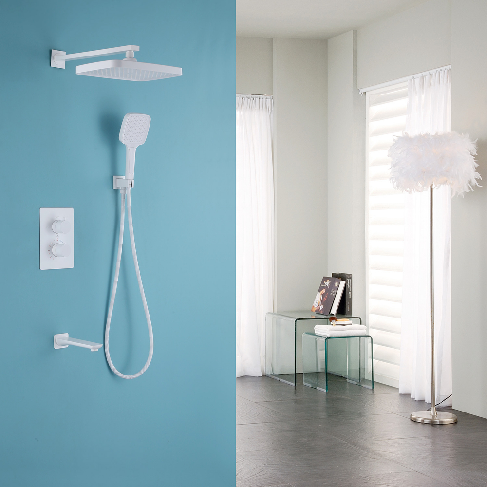 Душевая система ABBER Weiss Insel AF8050W скрытого монтажа с изливом, термостат, белый - Gidratop.ru изображение