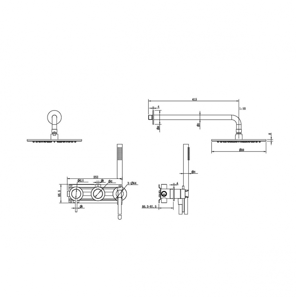Душевая система ABBER Wasser Kreis 316 AF8118BG скрытого монтажа без излива, золото брашированное - Gidratop.ru изображение