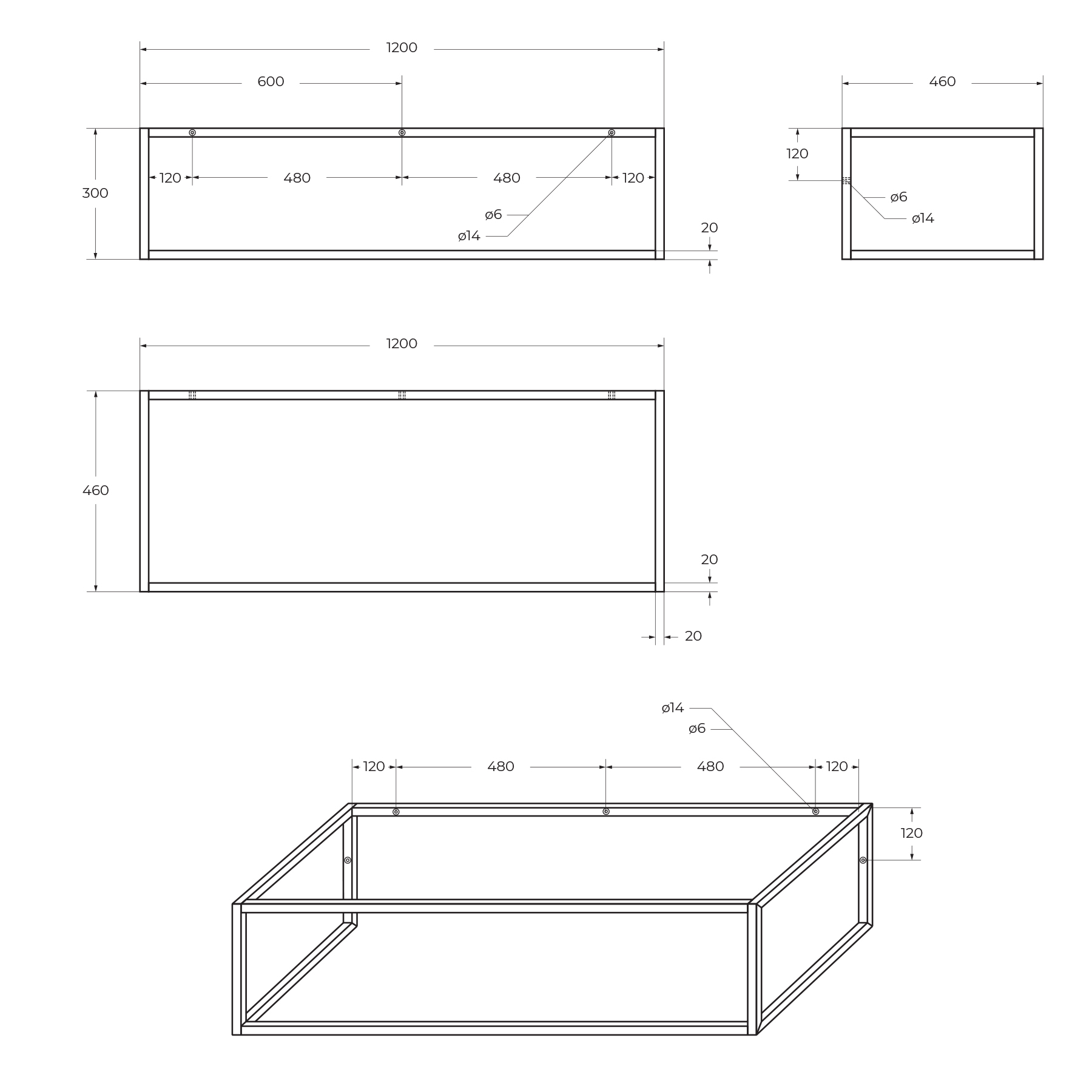 Консоль металлическая под накладные раковины подвесная, 1200x460x300 EK-120-ST - Gidratop.ru изображение