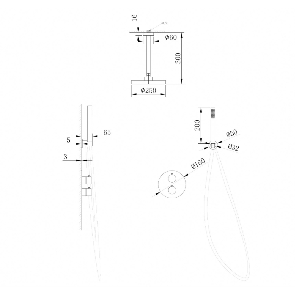 Душевая система ABBER Wasser Kreis AF8121NG скрытого монтажа без излива, никель - Gidratop.ru изображение