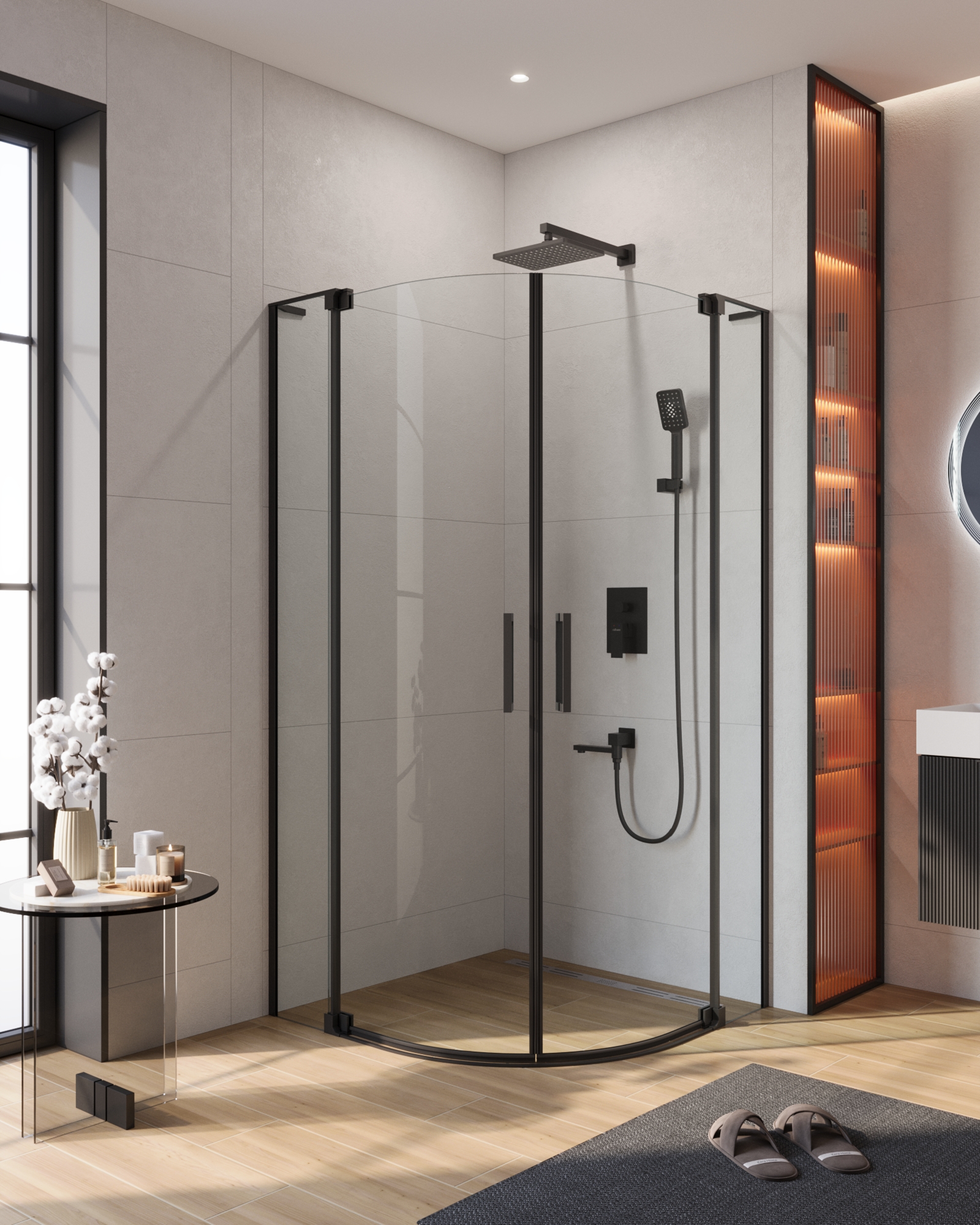 Душевой уголок  CEZARES SLIDER-R-2-80/90-C-NERO - Gidratop.ru изображение