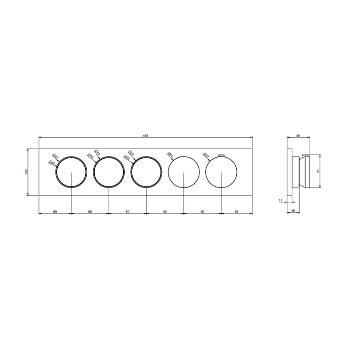 GESSI Origini смеситель термостатический встраиваемый до 3 функций одновр, с кнопками вкл/выкл., цвет хром(внешняя часть) - Gidratop.ru изображение
