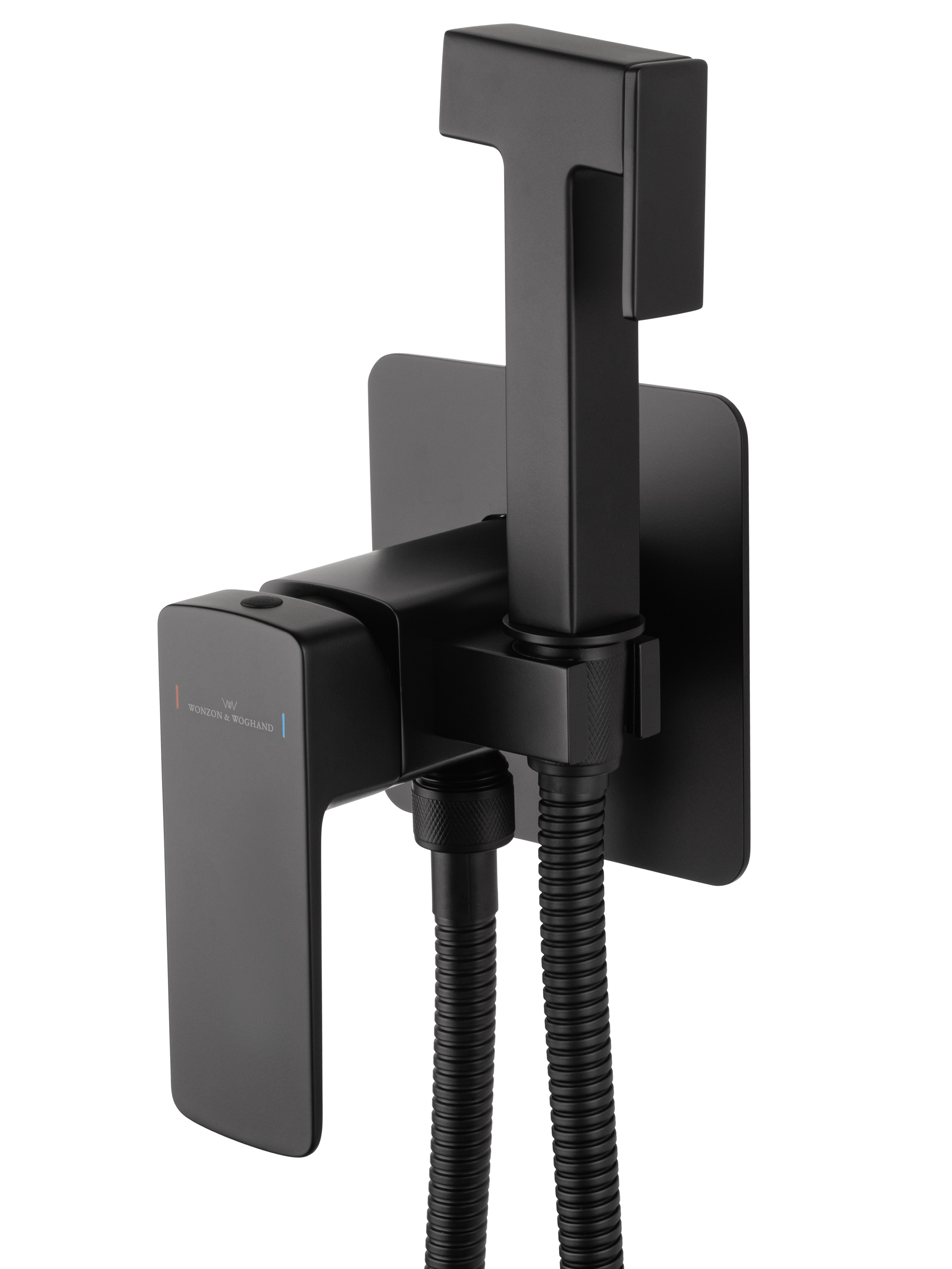 Смеситель с гигиеническим душем встраиваемый WONZON & WOGHAND EDGE, Черный матовый (WW-88829003-MB) - Gidratop.ru изображение