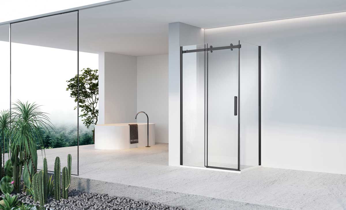 Душевой уголок Como-N VSR-4CN8016CLB, 1600*800, черный, стекло прозрачное - Gidratop.ru изображение