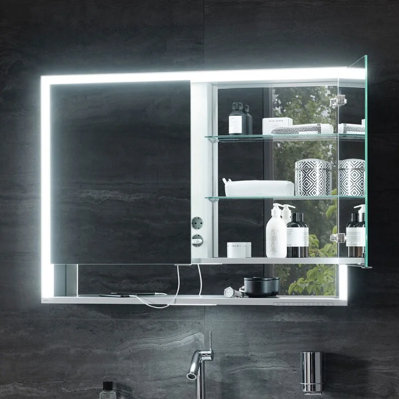 Зеркальный шкаф Keuco Royal Lumos 14304171304, 100 см, с подсветкой, с подогревом, алюминий/зеркало - Gidratop.ru изображение