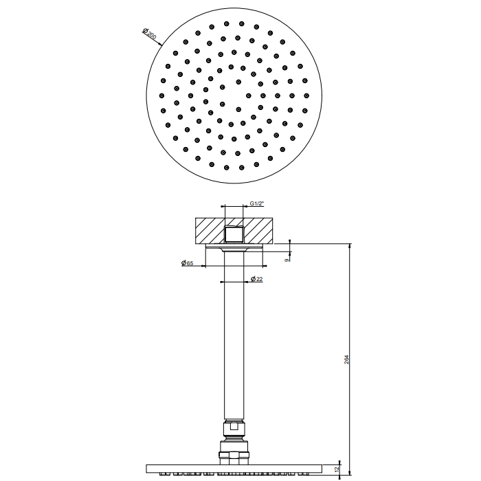 GESSI INCISO потолочная верхний душ шарнирная на 1/2, Oslash;200 мм, цвет: хром - Gidratop.ru изображение