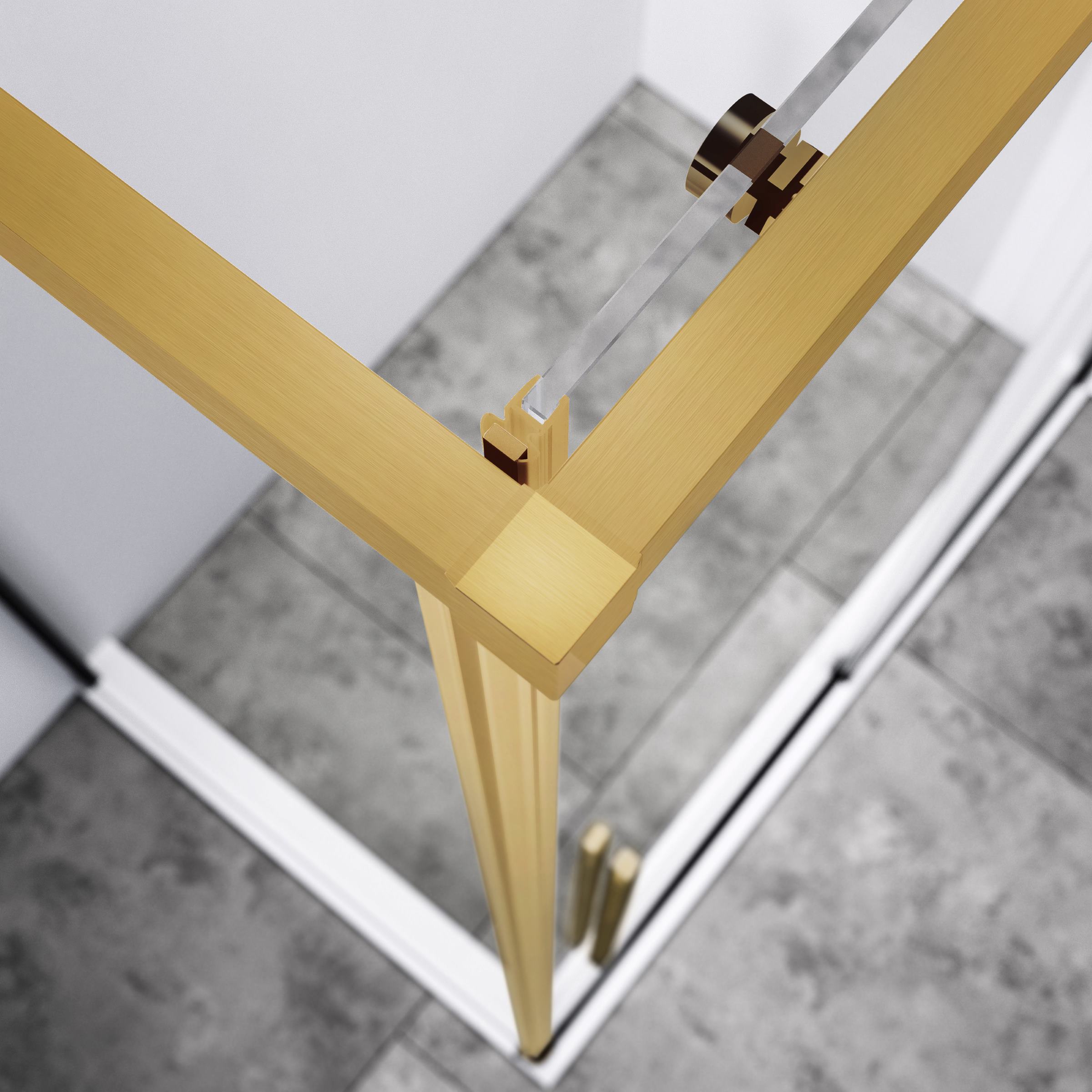 Душевой уголок Slim-N VSR-4SN8012CLG, 1200*800, брашированное золото, стекло прозрачное - Gidratop.ru изображение