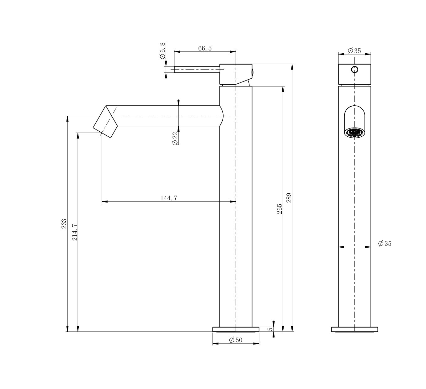 Смеситель для раковины высокий WONZON & WOGHAND, Брашированное золото (WW-H1064-BG) - Gidratop.ru изображение