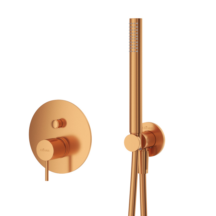 LEAF-DSIP-30-L-SS Душевая система с дивиатором для верхнего и ручного душа, верхний душ из стены 30 см, исполнение Sunset - Gidratop.ru изображение