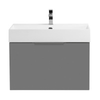 PREMIUM Тумба подвесная под раковину с выдвижным ящиком и внутренним ящиком, 55399 Grigio nuvola, 70x44x43 - Gidratop.ru изображение