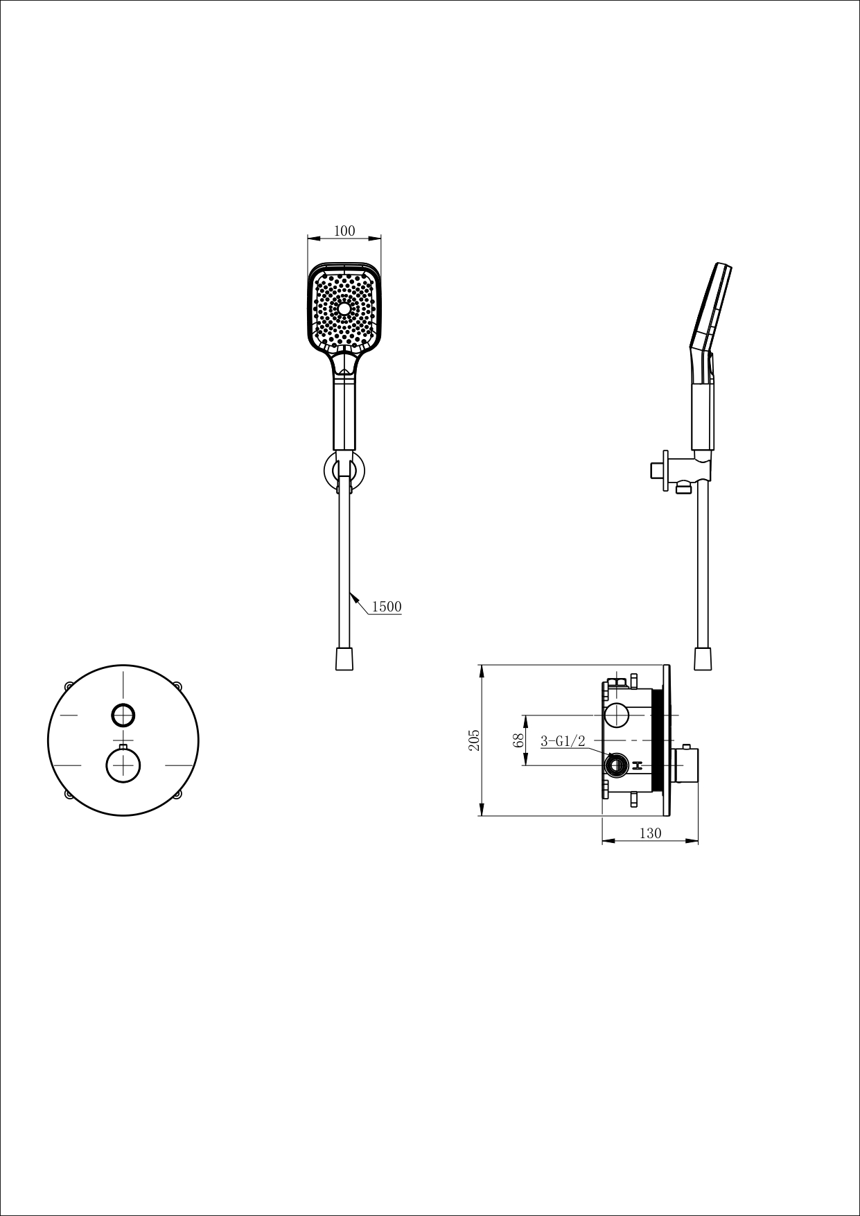 Смеситель для душа с термостатом встраиваемый WONZON & WOGHAND, Темный графит (WW-D1017-A-BGG) - Gidratop.ru изображение