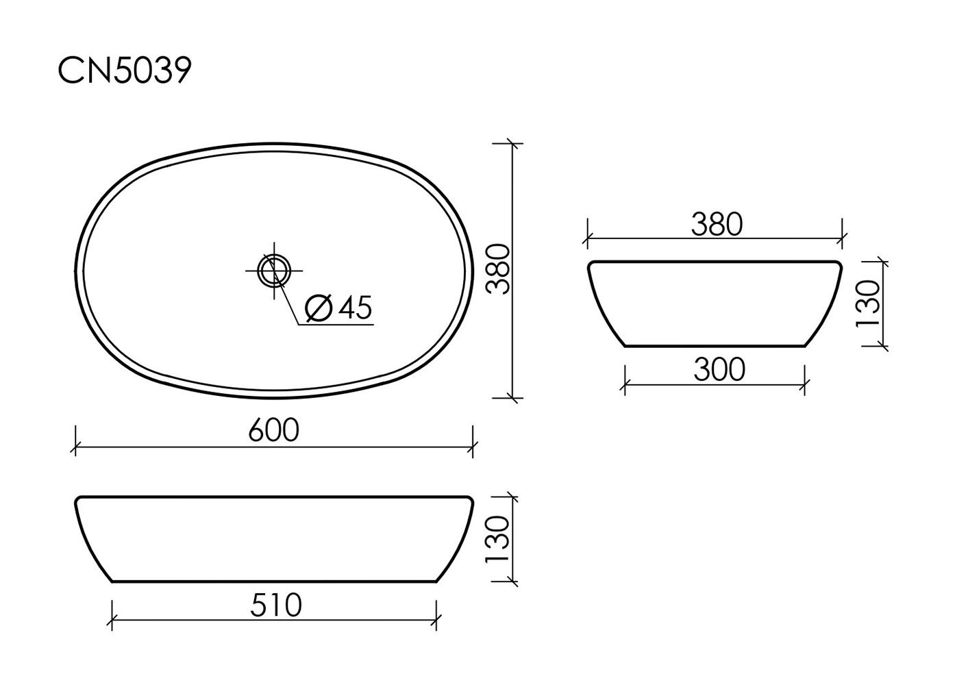 Умывальник чаша накладная овальная Element 600x380x140мм - Gidratop.ru изображение