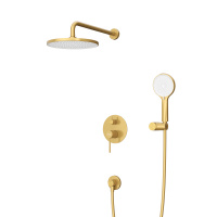 RELAX-DSET-BORO Душевой комплект встраиваемый (смеситель встраиваемый, верхний душ, ручной душ со шлангом, штуцер с держателем), брашированное золото
