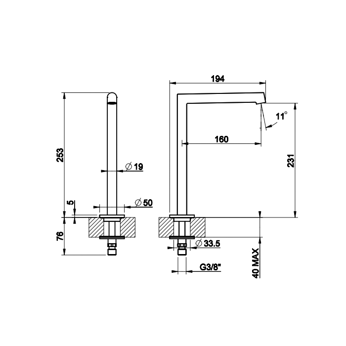 Gessi Ingranaggio отдельно стоящий излив, высокий, цвет: хром - Gidratop.ru изображение