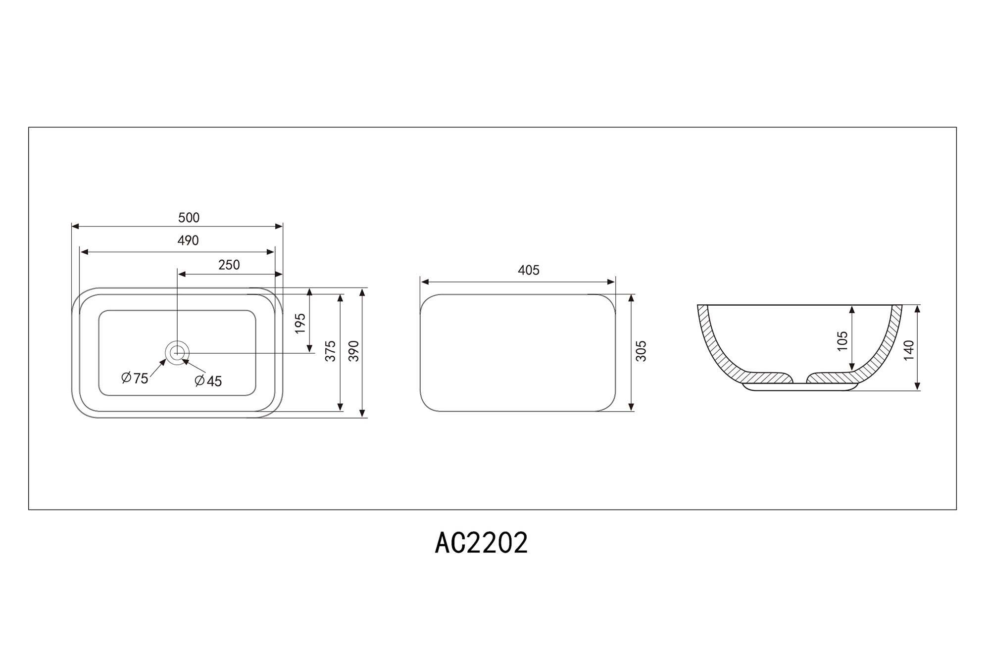 Раковина накладная ABBER Rechteck AC2202MBE светло-бежевая матовая - Gidratop.ru изображение
