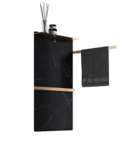 Полотенцесушитель электрический с каменной плитой Черный мрамор WONZON & WOGHAND STUTTGART, Брашированное золото (WW-A504-BG) - Gidratop.ru изображение