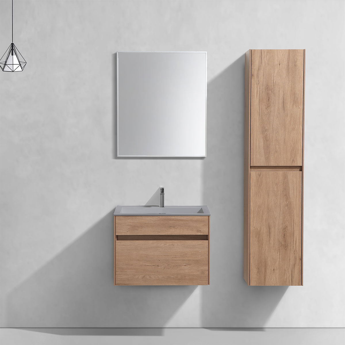 База под раковину Chiara 600 подвесная, 1 выкатной ящик soft-close, N.Oak - Gidratop.ru изображение