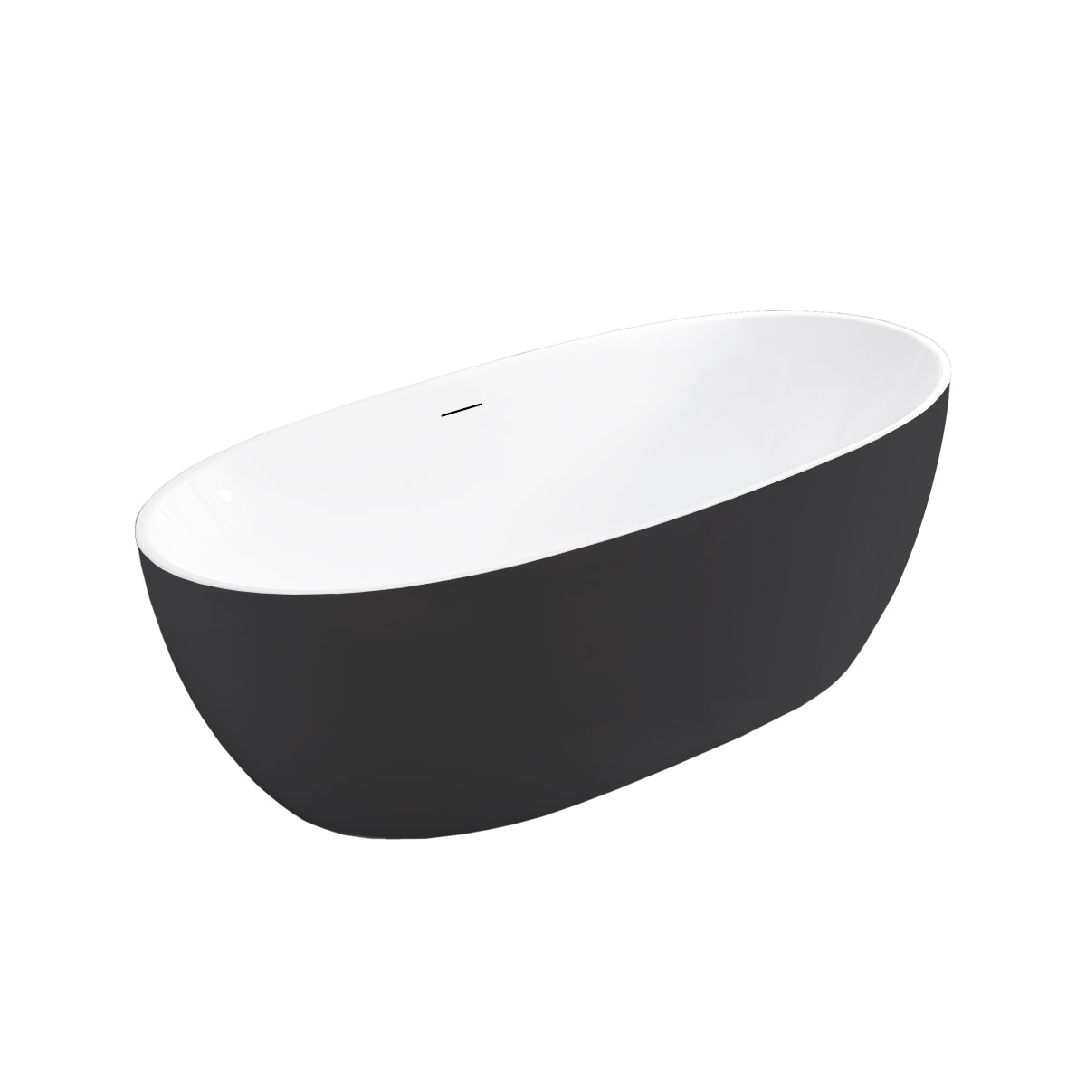 Ванна акриловая Vincea VBT-405-1700MB, 1700*800*580, цвет черный матовый/ белый матовый, щелевой перелив, слив белый - Gidratop.ru изображение