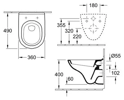 Безободковый Унитаз подвесной Villeroy&Boch O.novo 5688HR01 с сиденьем Soft-Close, альпийский белый - Gidratop.ru изображение