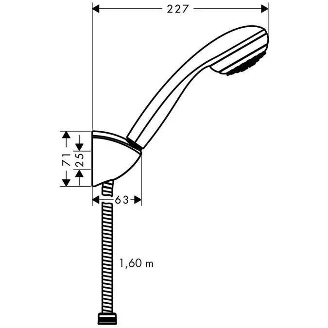 Душевой гарнитур Hansgrohe Crometta 85 Mono 27577000, шланг 160 см, корпус хром, лицевая часть серая, 1 режим струи - Gidratop.ru изображение