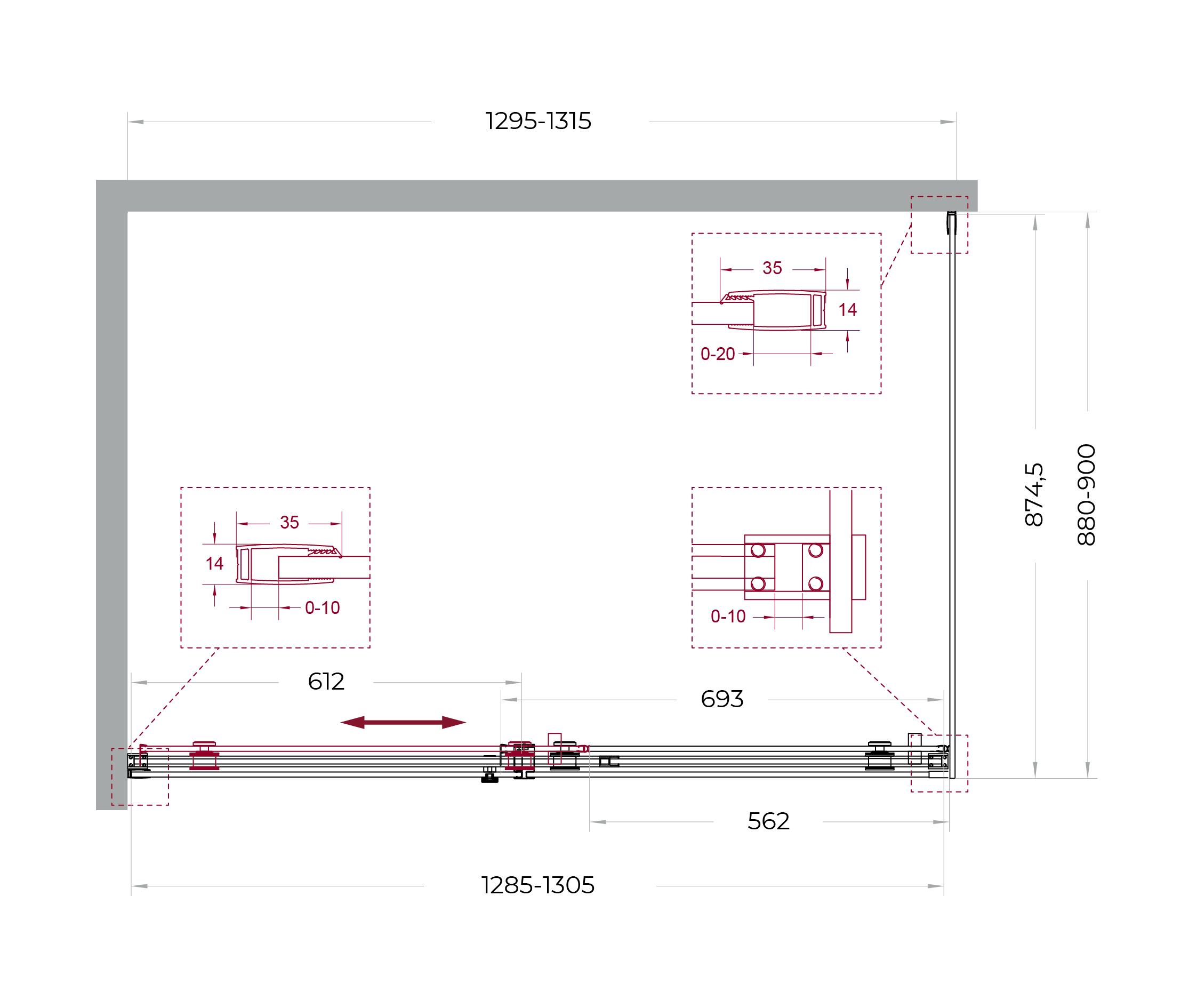 Душевой уголок BelBagno SOFT_CLOSE-2-AH-1-130/90-C-GM - Gidratop.ru изображение