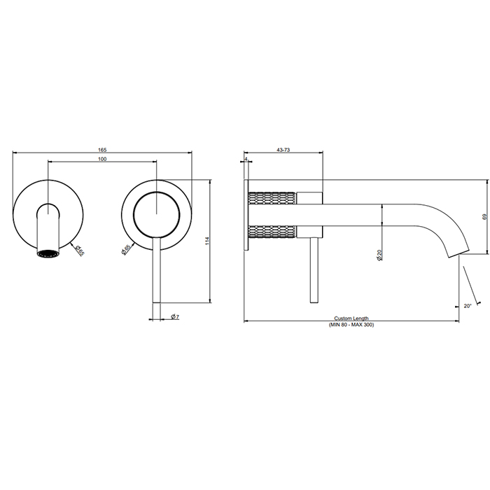 GESSI 316 смеситель для раковины, настенный монтаж, излив 300 мм., отделка MECCANICA, внешняя часть, цвет Black XL - Gidratop.ru изображение