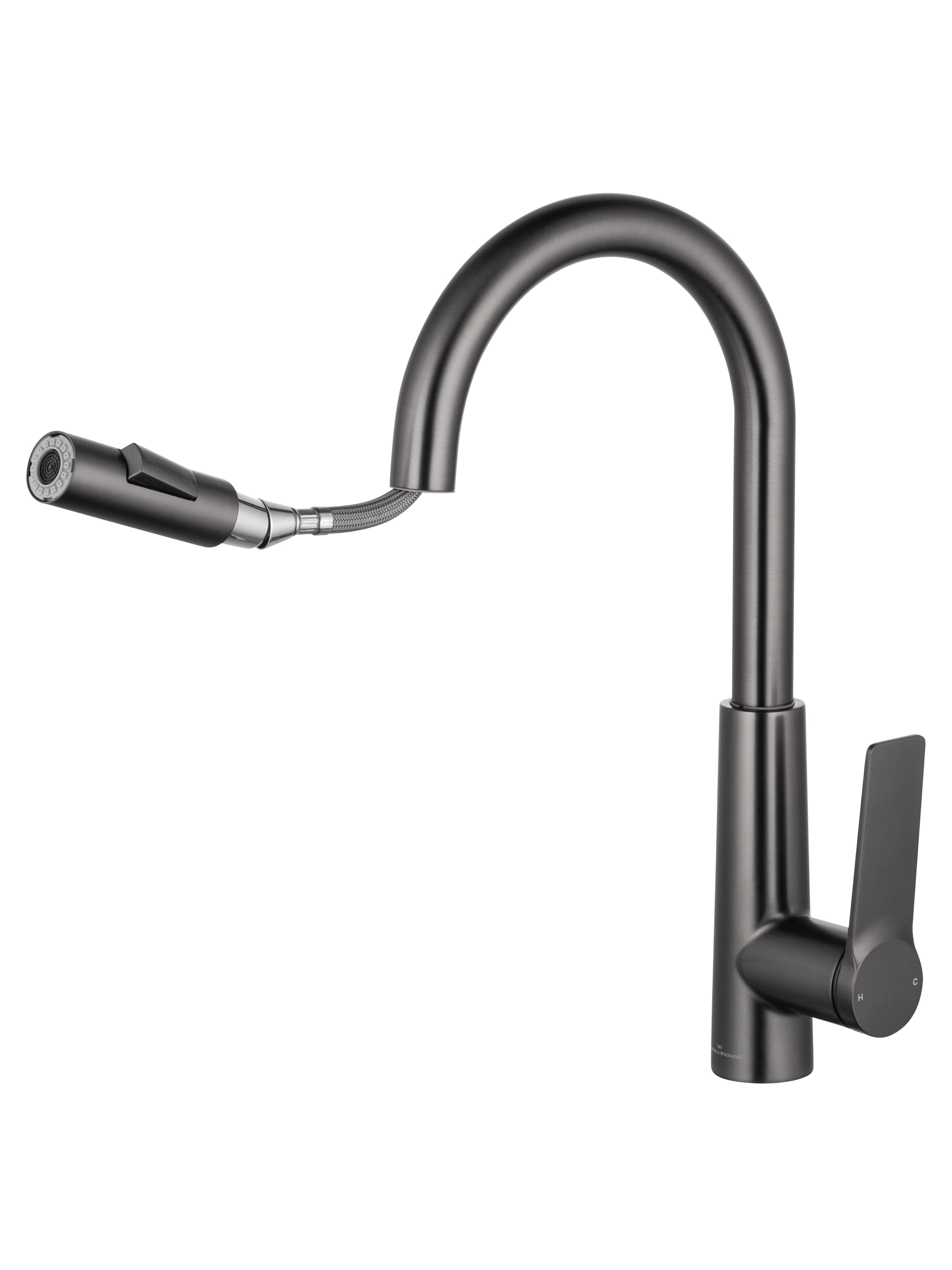 Смеситель для кухни с выдвижным изливом WONZON & WOGHAND, Темный графит (WW-A20782-BGG) - Gidratop.ru изображение