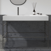 Консоль с раковиной ABBER Stein AS2647 напольная, белая матовая - Gidratop.ru изображение