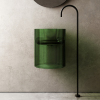 Раковина подвесная прозрачная ABBER Kristall AT2704Emerald зеленая - Gidratop.ru изображение