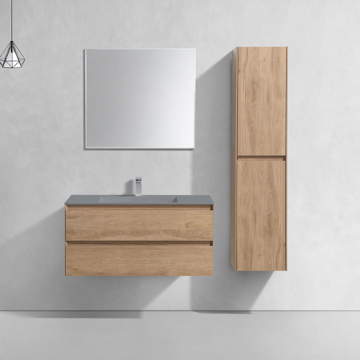 База под раковину Luka 1000 подвесная, 2 выкатных ящика soft-close, N.Oak - Gidratop.ru изображение