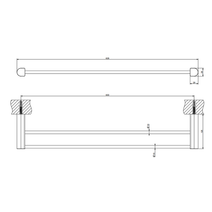 GESSI Rilievo полотенцедержатель двойной, 60 см, цвет: хром - Gidratop.ru изображение