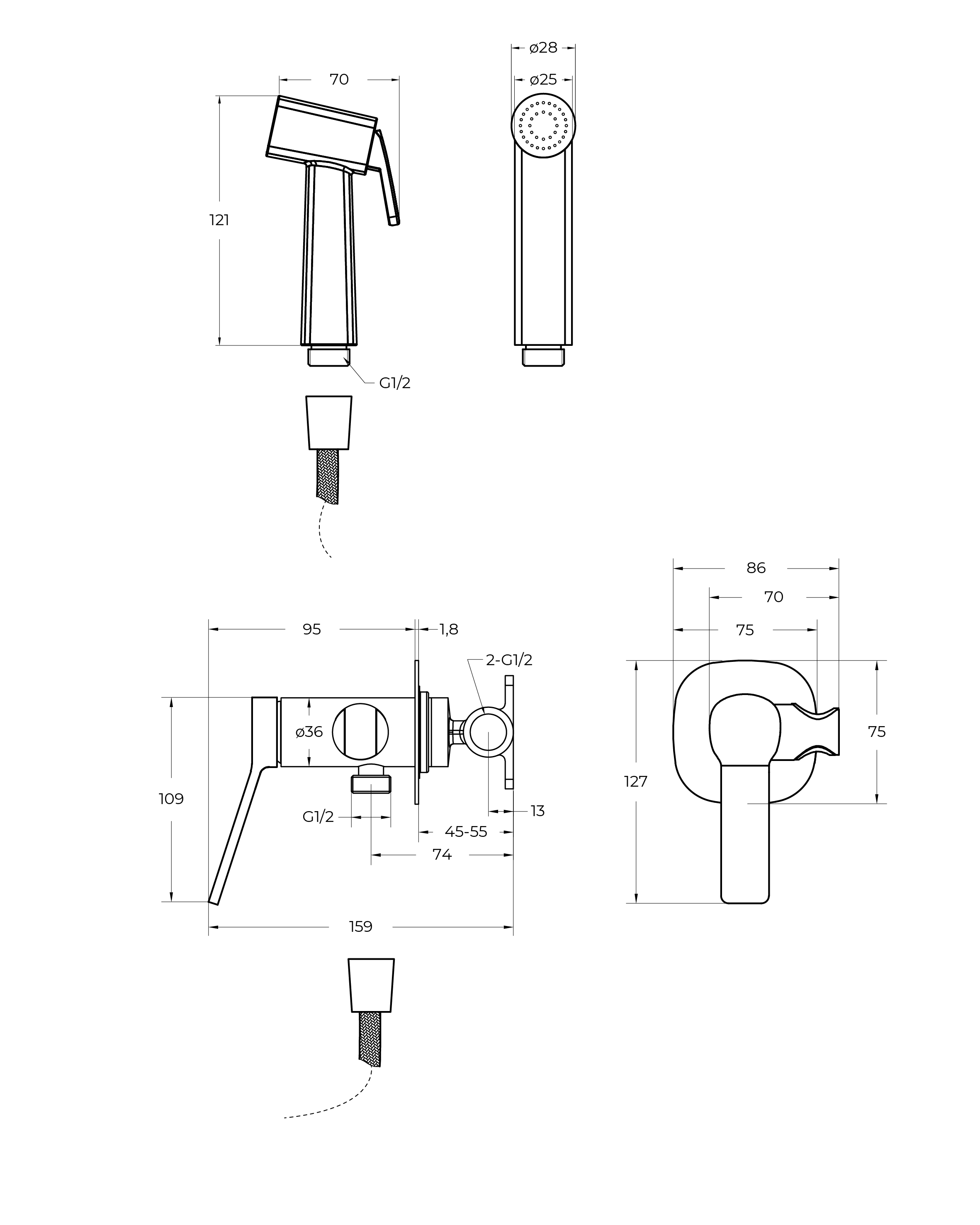 ALBANO Гигенический душ со смесителем, хром ALBANO-HGN-CRM - Gidratop.ru изображение