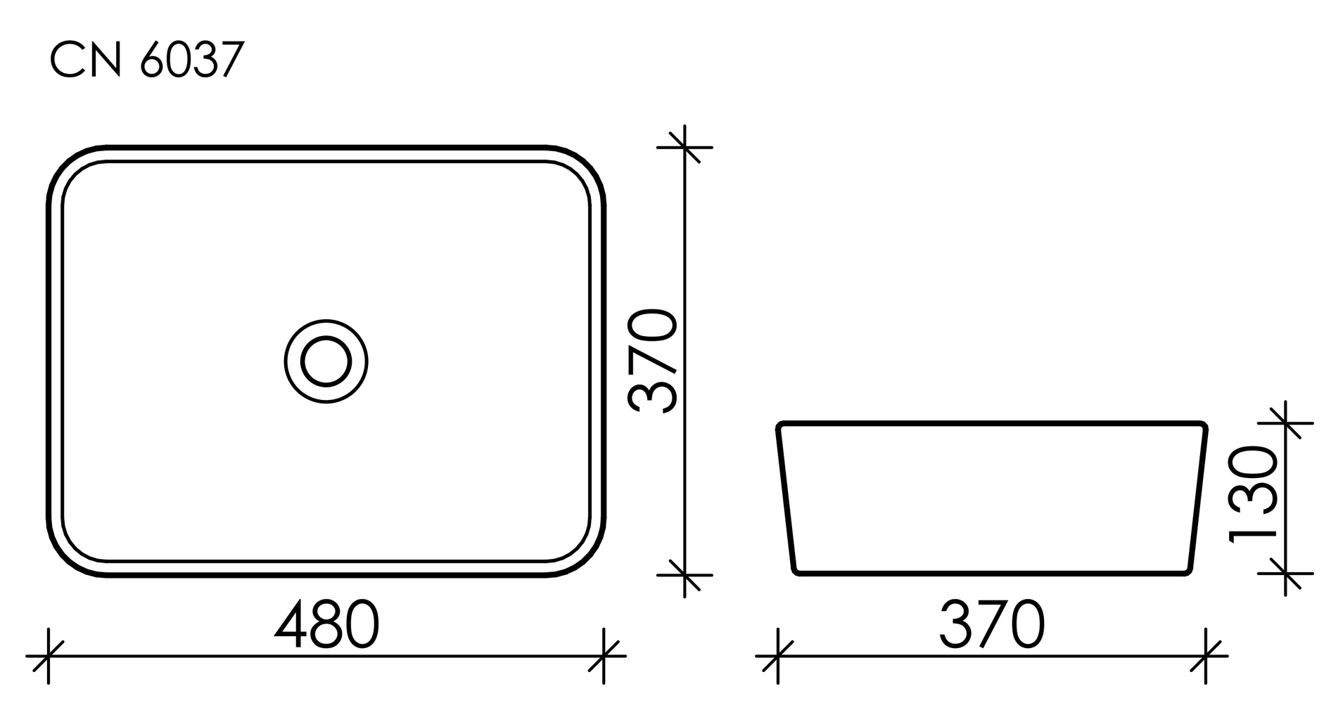 Умывальник чаша накладная прямоугольная Element 480x370x130мм - Gidratop.ru изображение