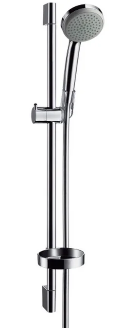 Душевой гарнитур Hansgrohe Croma 100 1jet/Unica'C 27717000, 1 режим струи, высота 66,8 см, корпус хром, лицевая часть серая - Gidratop.ru изображение