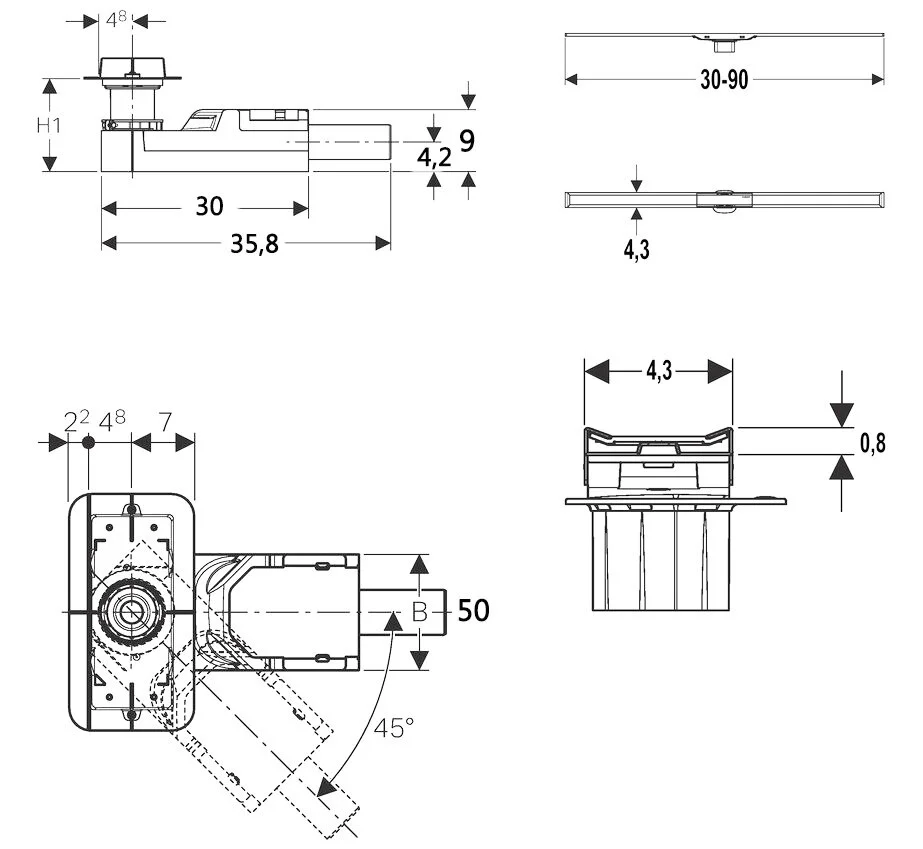 Душевой лоток Geberit CleanLine 20 152.450.KS.1 полированная, с решеткой - Gidratop.ru изображение