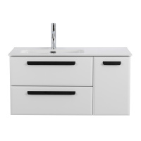 ECO-CER-N База под раковину подвесная с двумя выкатными ящиками и одной распашной дверцей, левосторонняя, Bianco Lucido, 1000x457x500, ECO-CER-N-1000-2C-1A-SO-BL-L - Gidratop.ru изображение