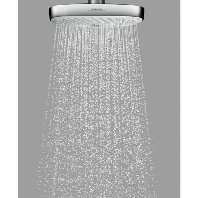Верхний душ Hansgrohe Select E, 30 х 16 см, EcoSmart, 2 режима струи, с держателем, хром, 26609000 - Gidratop.ru изображение