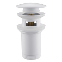 Донный клапан ABBER AF0010W с переливом, клик-клак, белый - Gidratop.ru изображение