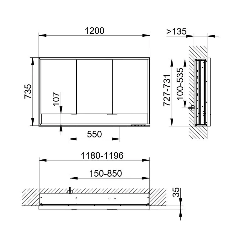 Зеркальный шкаф Keuco Royal Lumos 14315171301, 120 см, с подсветкой, встраиваемый, алюминий серебристый - Gidratop.ru изображение